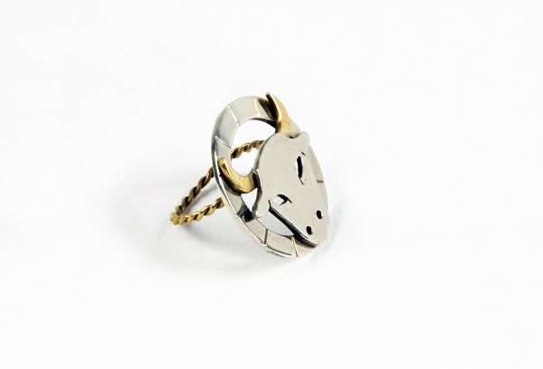 Anello Toro in Argento e Ottone - immagine 2