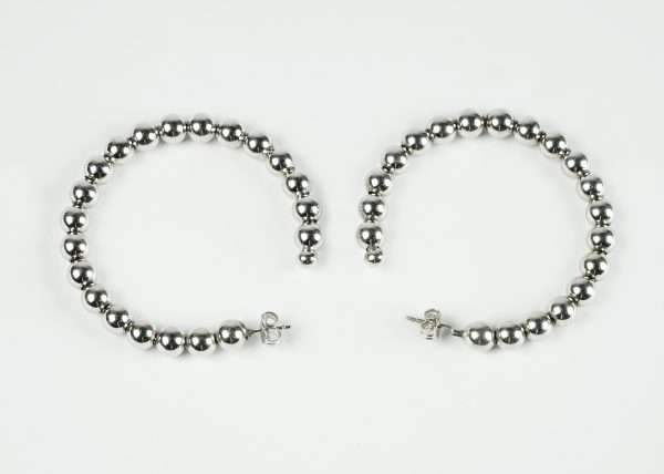 Orecchini Cerchi in Argento 925 con Pallini - immagine 2