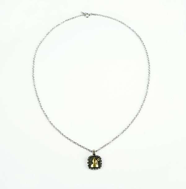 Ciondolo Quadrato Martellato in Argento 925 con San Gennaro in Bronzo - immagine 2