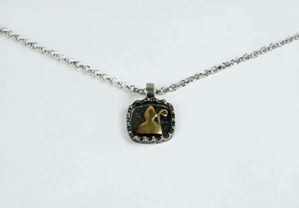 Ciondolo Quadrato Martellato in Argento 925 con San Gennaro in Bronzo - immagine 4