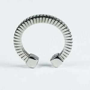 Anello Rigato Squadrato in Argento 925