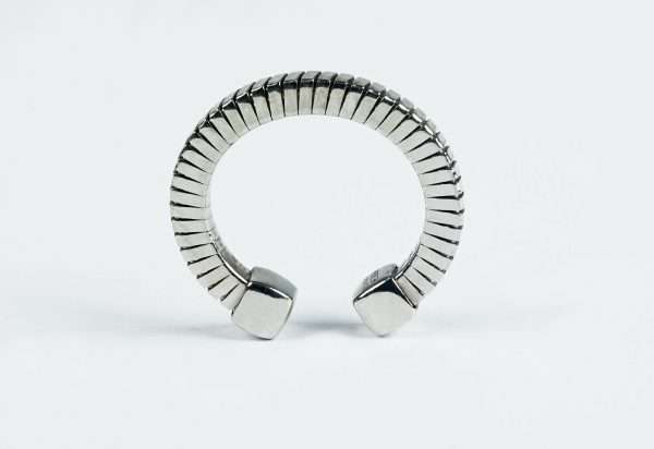Anello Rigato Squadrato in Argento 925