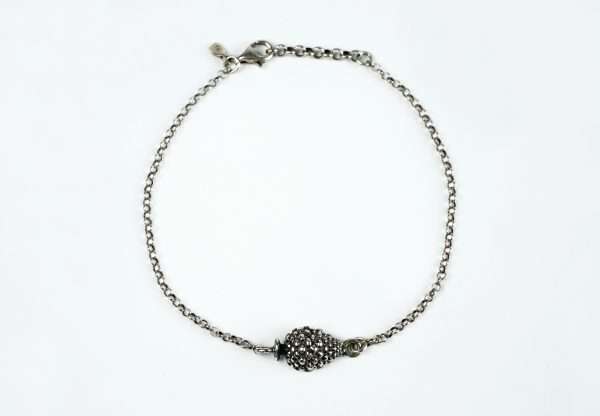 Bracciale Catena Rolò con Pigna Centrale – Argento Brunito 925
