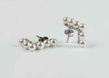 Orecchini ad L in Argento 925 con Perle Sintetiche